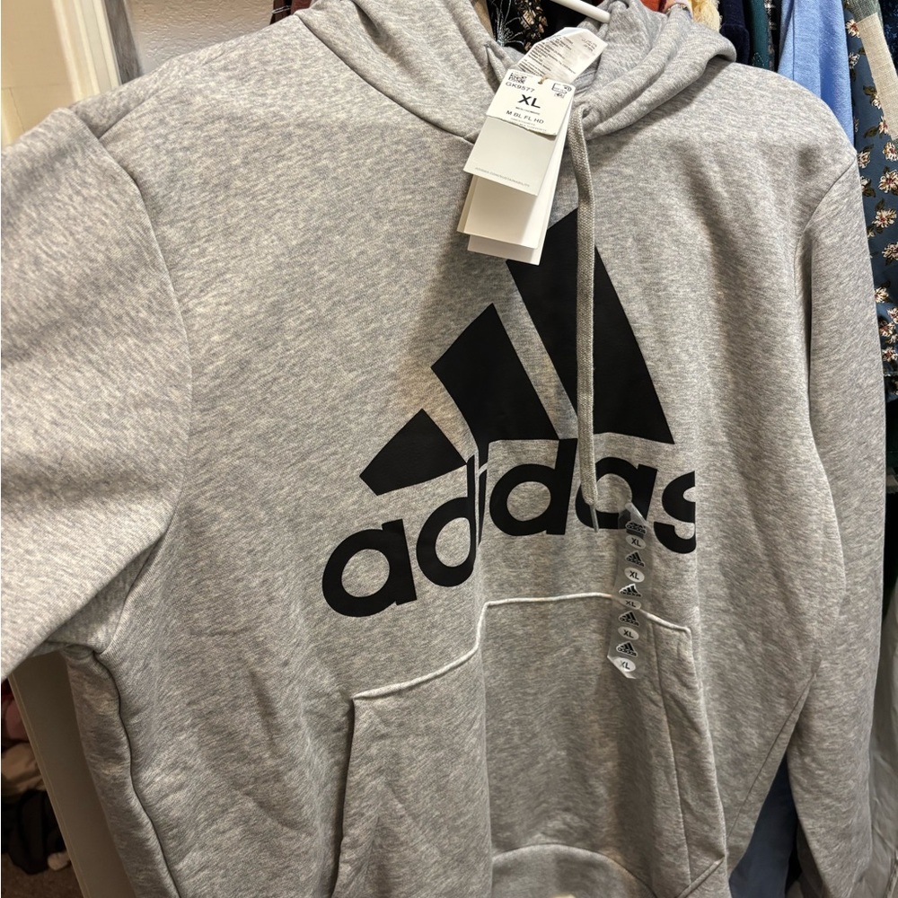 Adidas Men's Heather Gray Hoodie